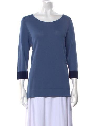LE Tricot Perugia Tops Bateau Neckline Three-Quarter Sleeve T-Shirt S