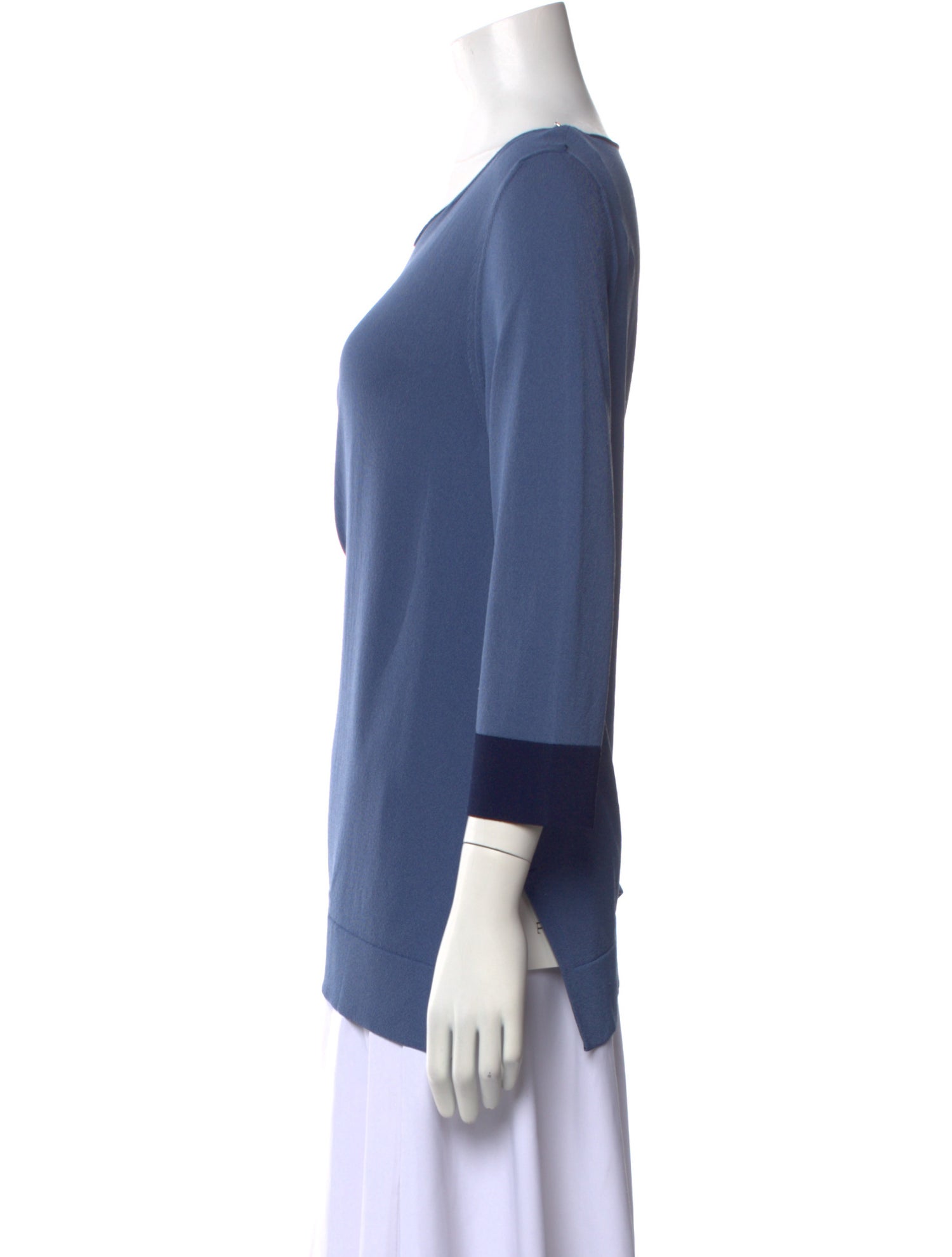 LE TRICOT PERUGIA Bateau Neckline Three-Quarter Sleeve T-Shirt