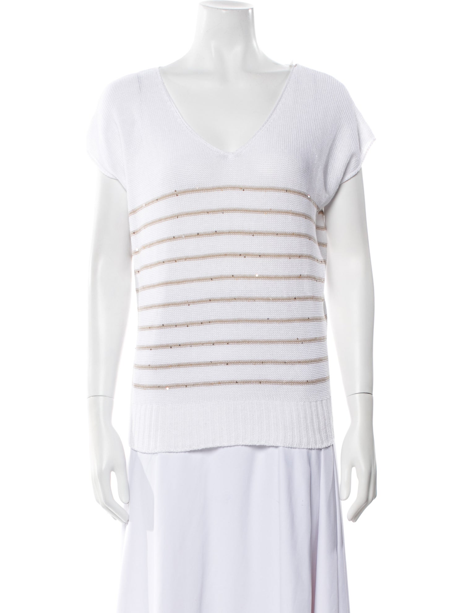 LE TRICOT PERUGIA Linen Striped Sweater