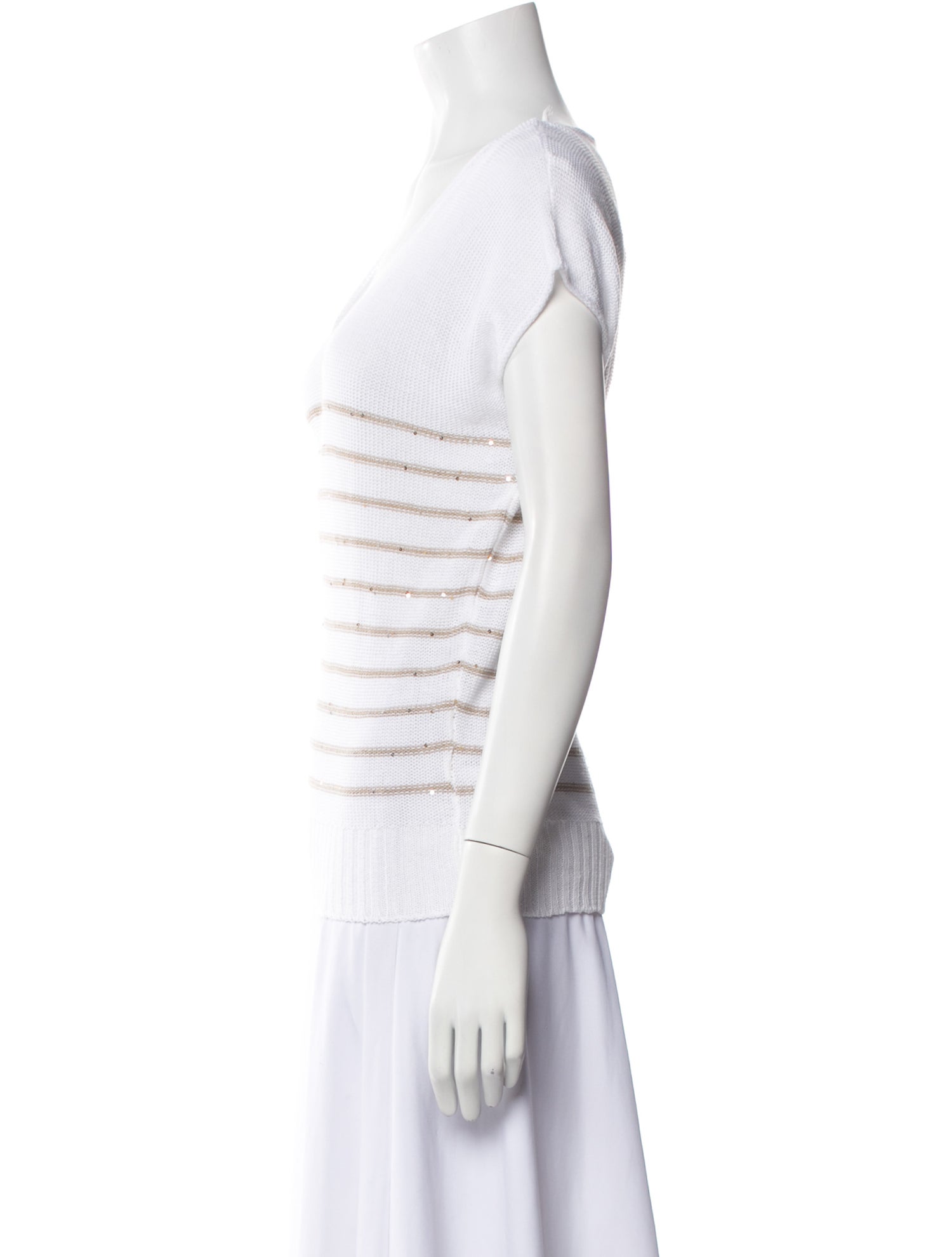 LE TRICOT PERUGIA Linen Striped Sweater