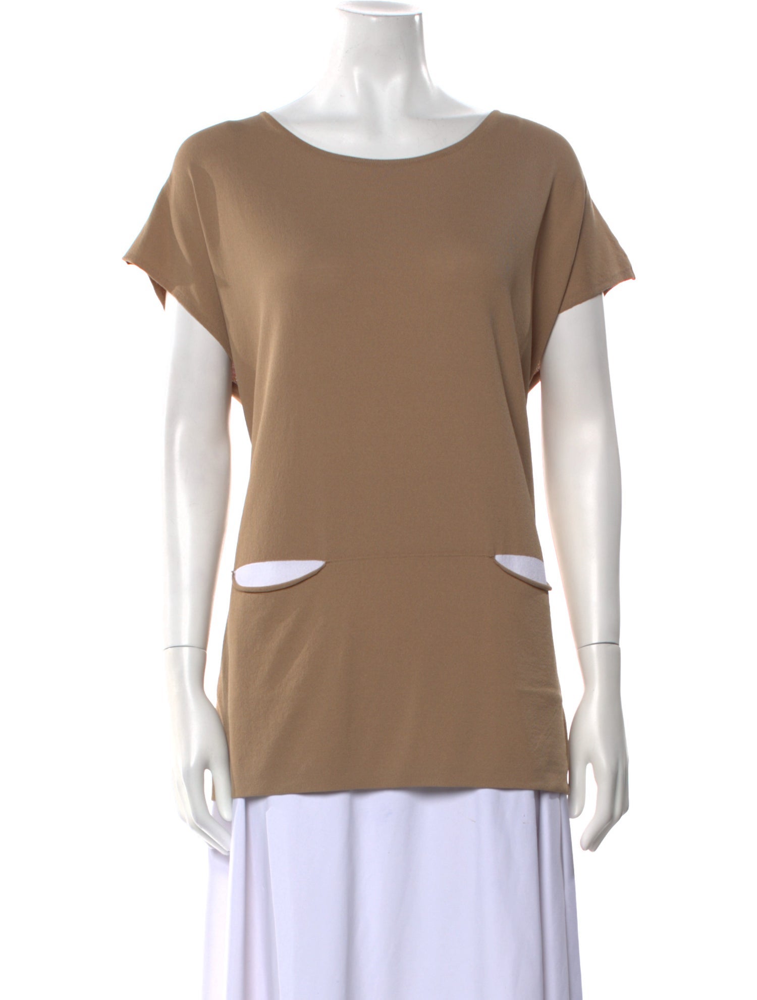 LE TRICOT PERUGIA Scoop Neck Short Sleeve T-Shirt
