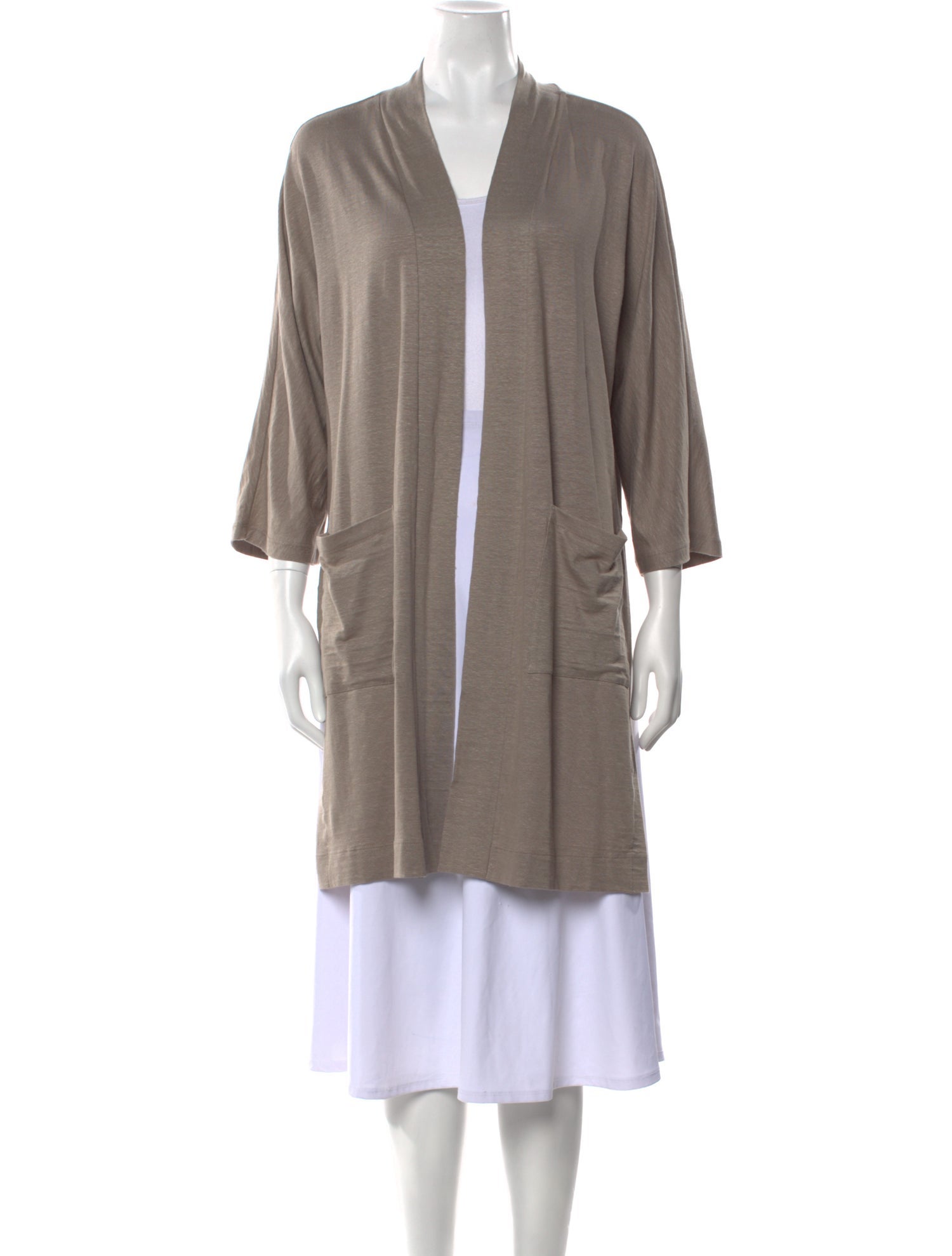 LE TRICOT PERUGIA Linen Open Front Sweater