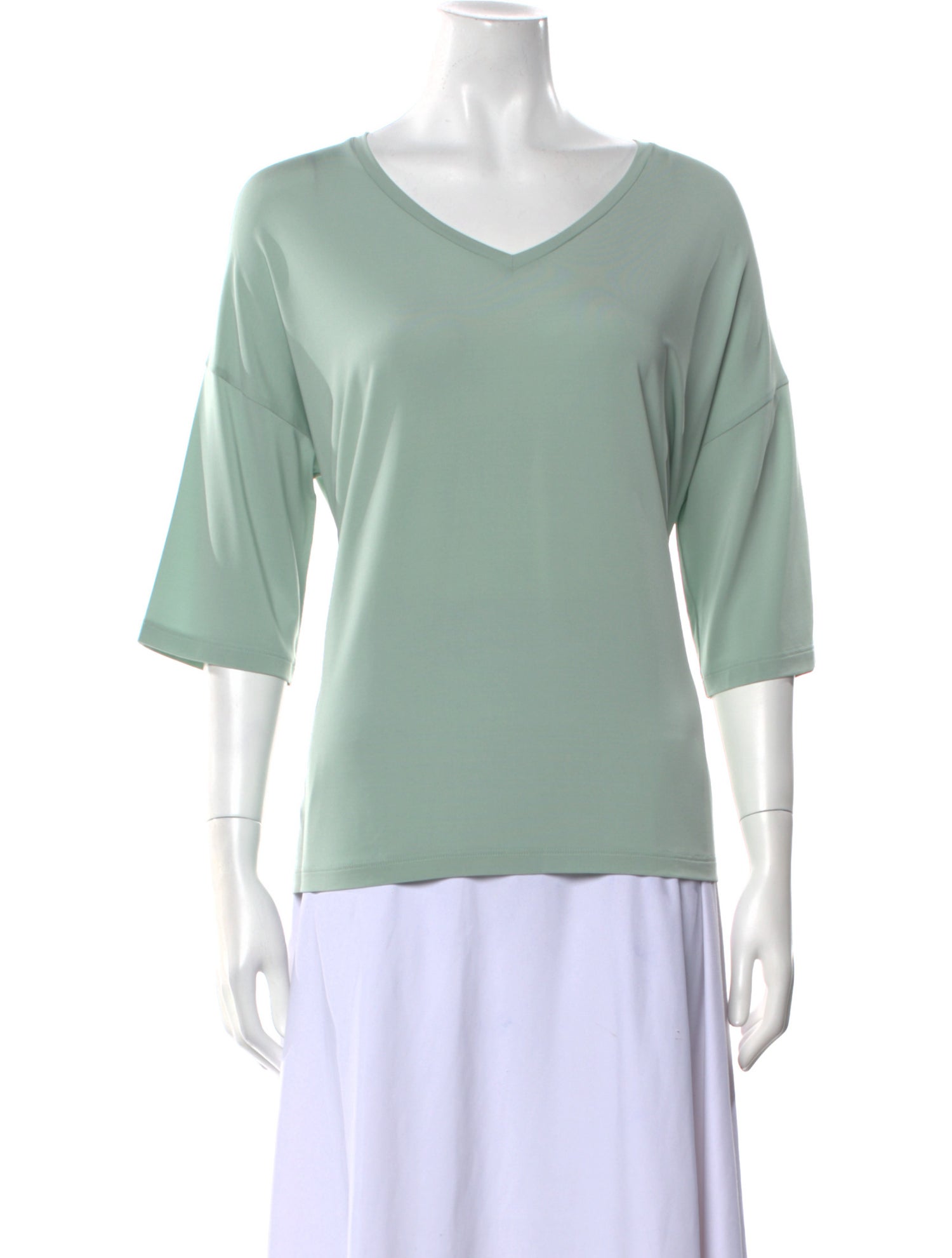 LE TRICOT PERUGIA V-Neck Three-Quarter Sleeve T-Shirt