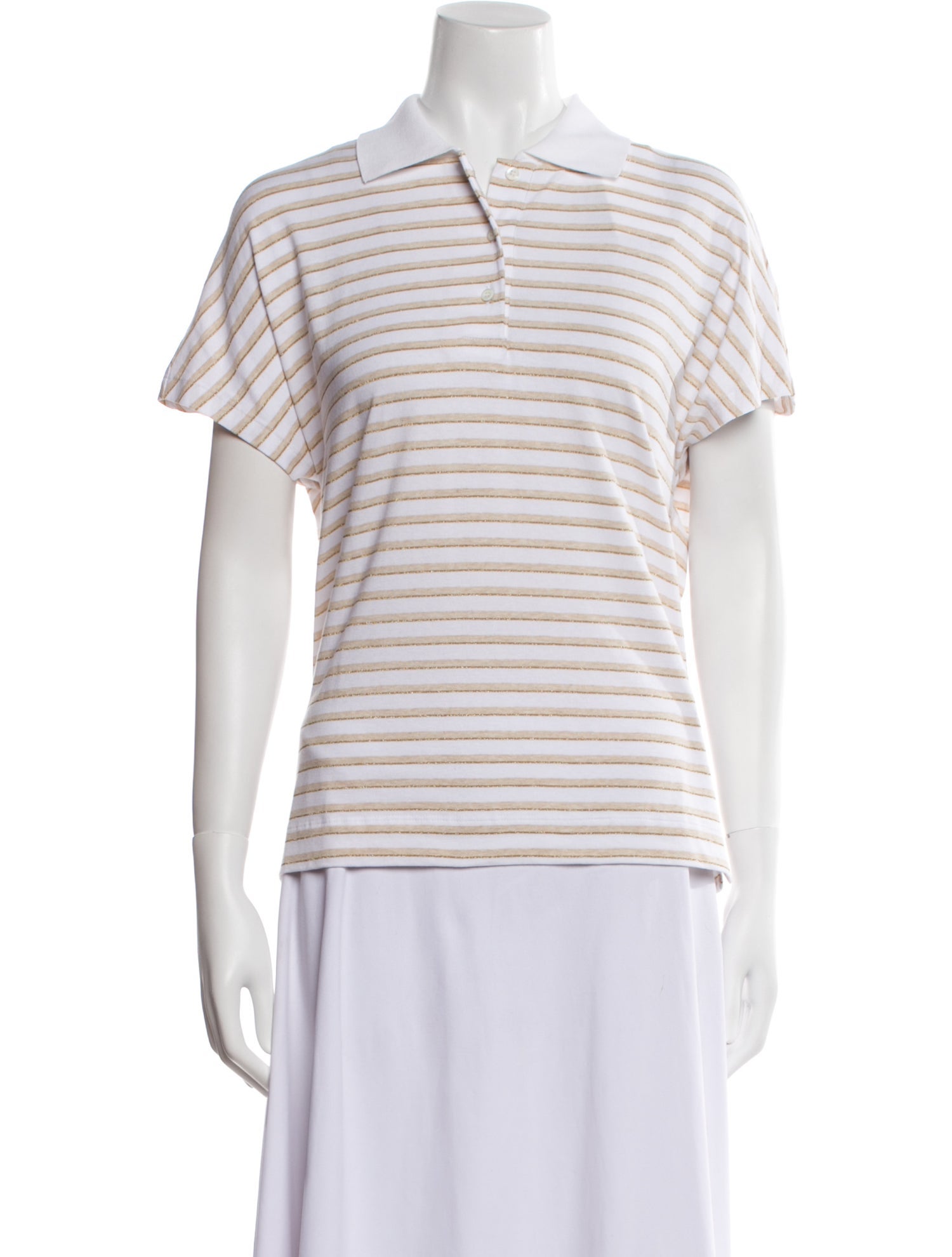LE TRICOT PERUGIA Striped Short Sleeve Polo w/ Tags