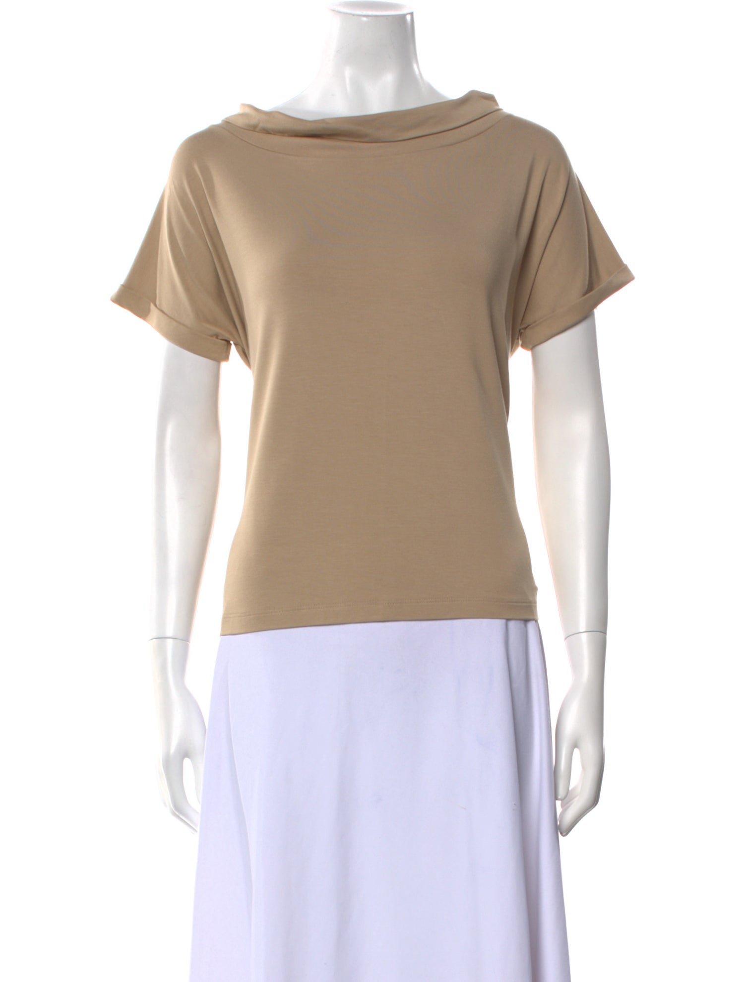LE TRICOT PERUGIA Cowl Neck Short Sleeve T-Shirt