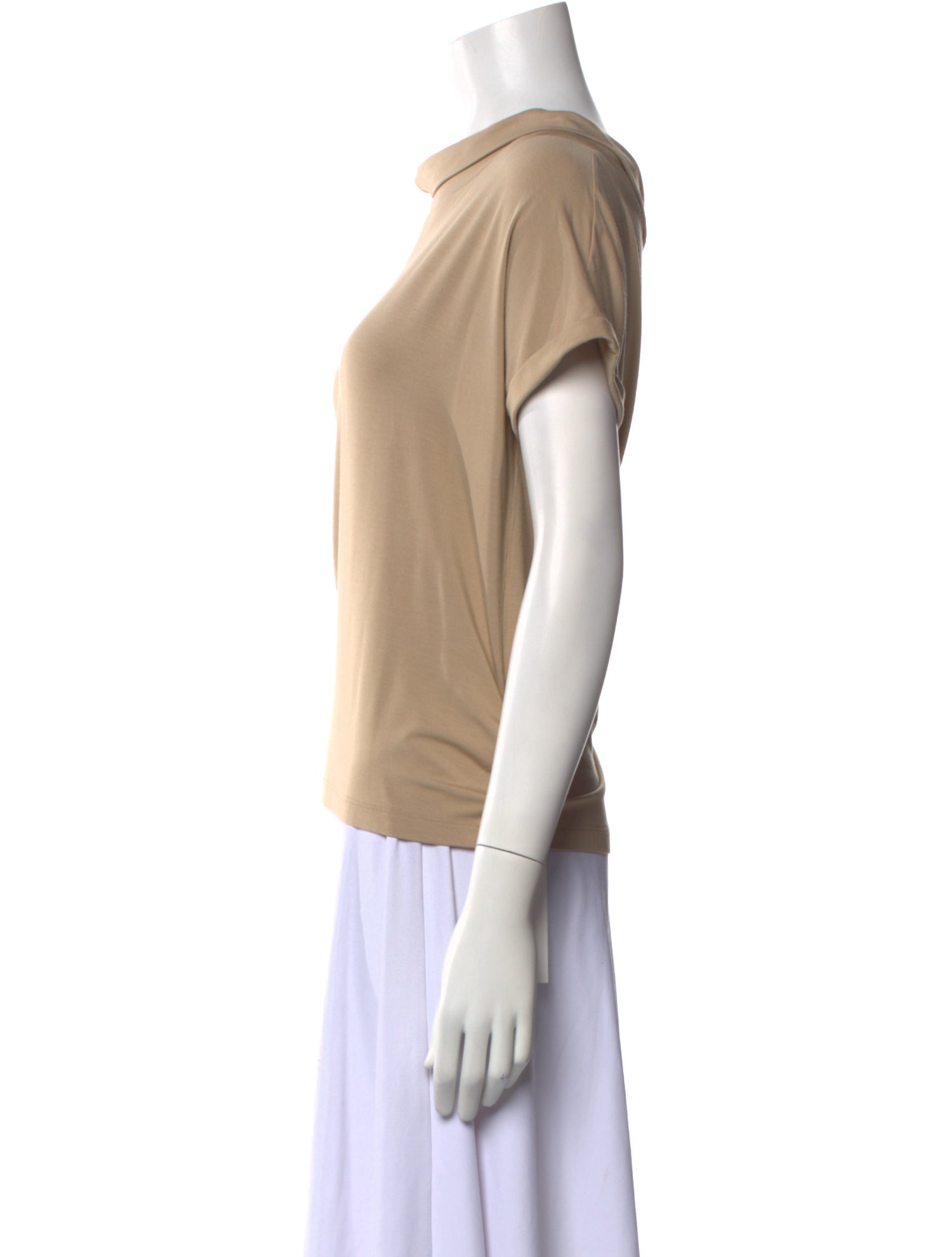 LE TRICOT PERUGIA Cowl Neck Short Sleeve T-Shirt