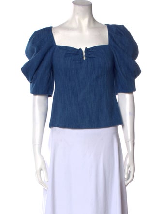 Les Coyotes De Paris Square Neckline Short Sleeve Crop Top