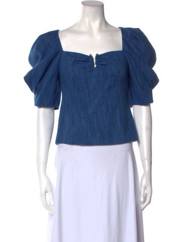 Les Coyotes De Paris Tops Square Neckline Short Sleeve Crop Top M