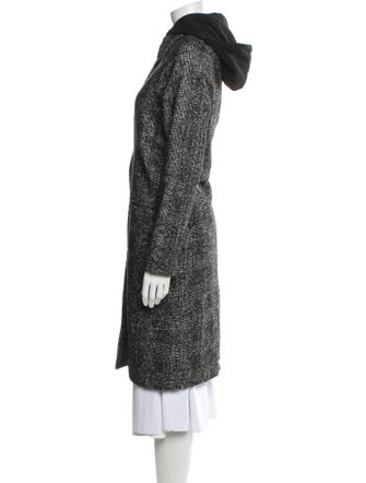 Les Coyotes De Paris Wool Tweed Pattern Faux Fur Coat