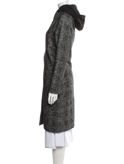 Les Coyotes De Paris Wool Tweed Pattern Faux Fur Coat
