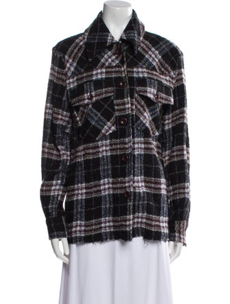 Les Coyotes De Paris Virgin Wool Plaid Print Jacket