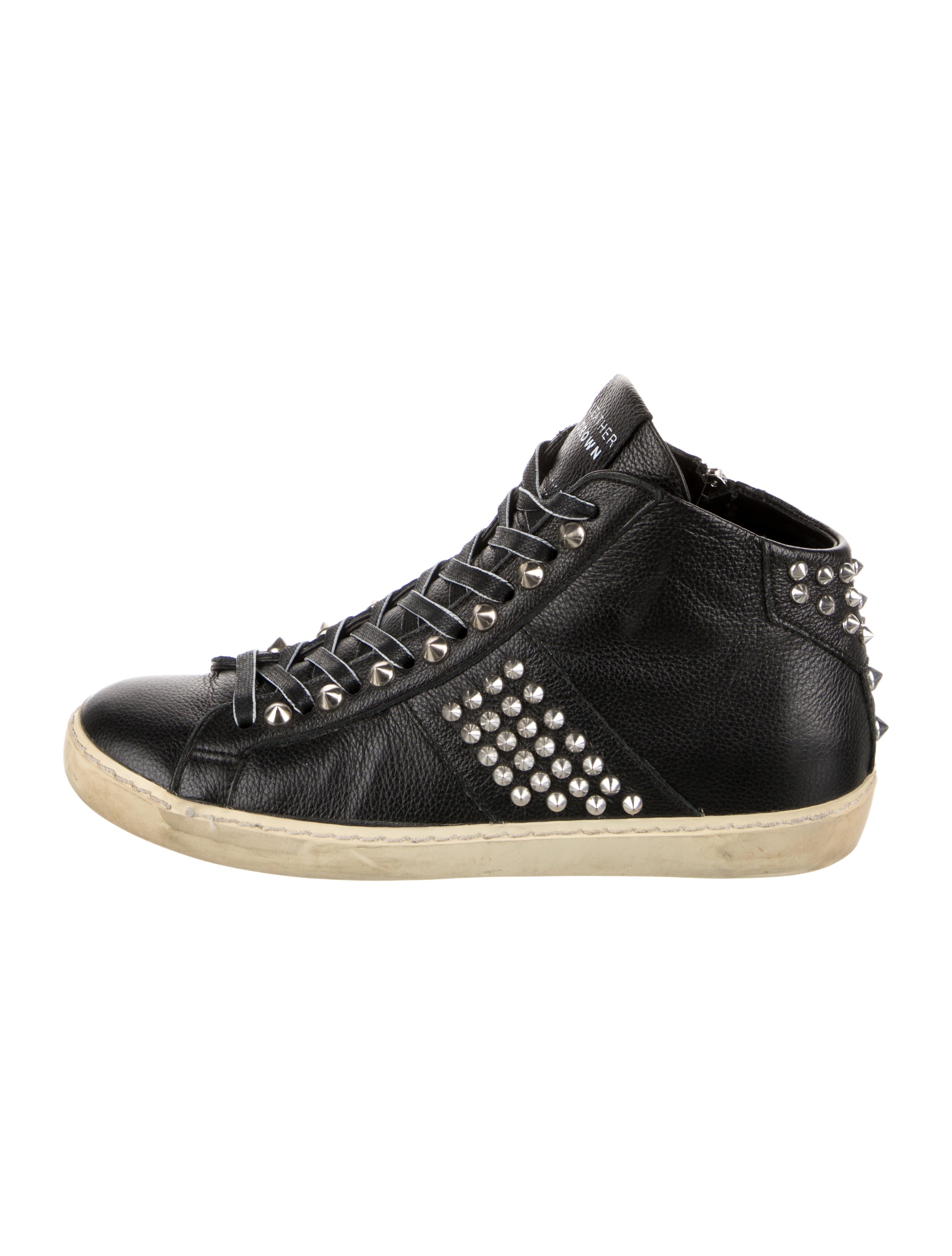 Leather Crown Leather Studded Accents Sneakers