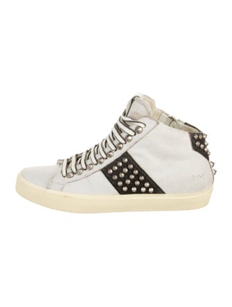 Leather Crown Leather Studded Accents Sneakers