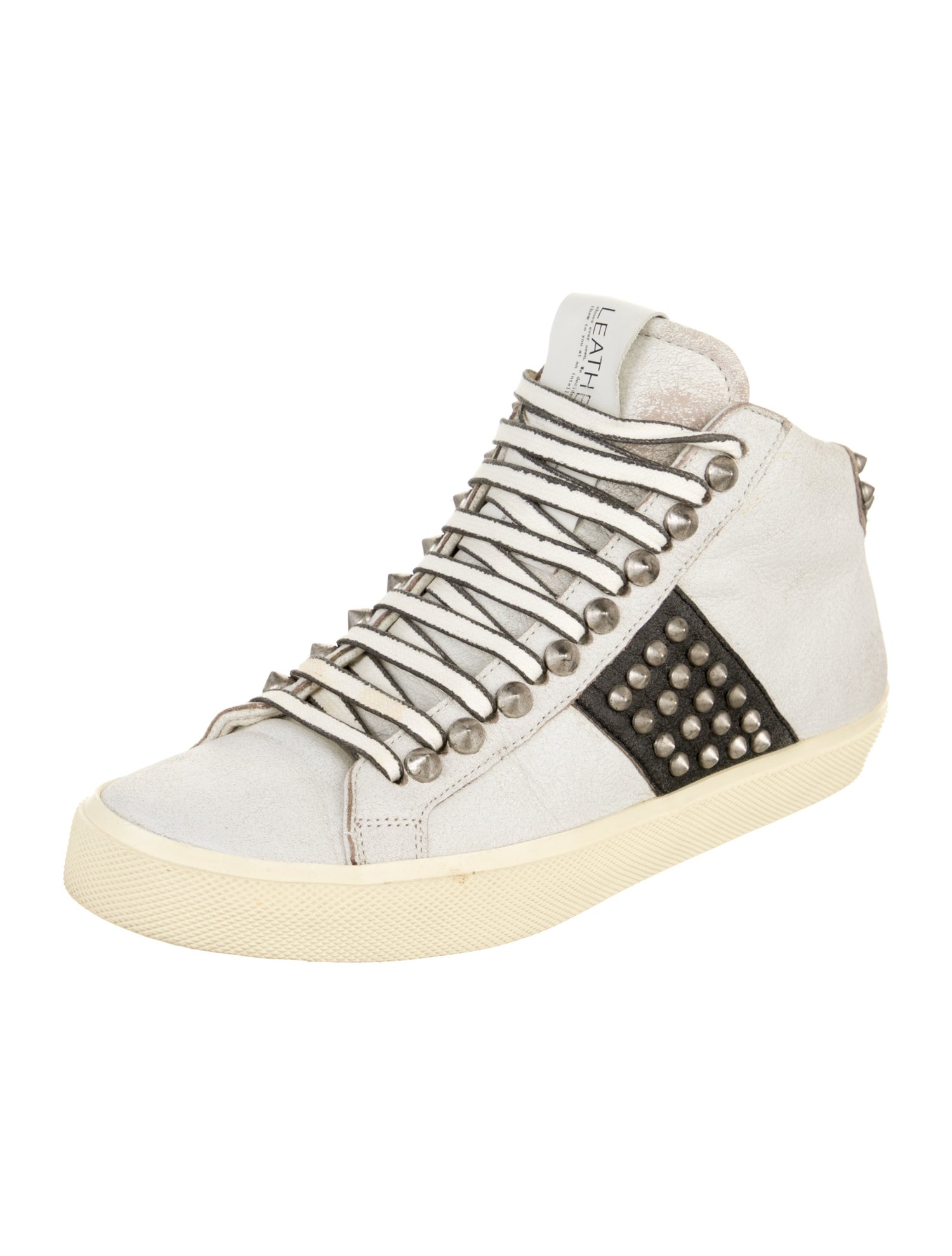 Leather Crown Leather Studded Accents Sneakers