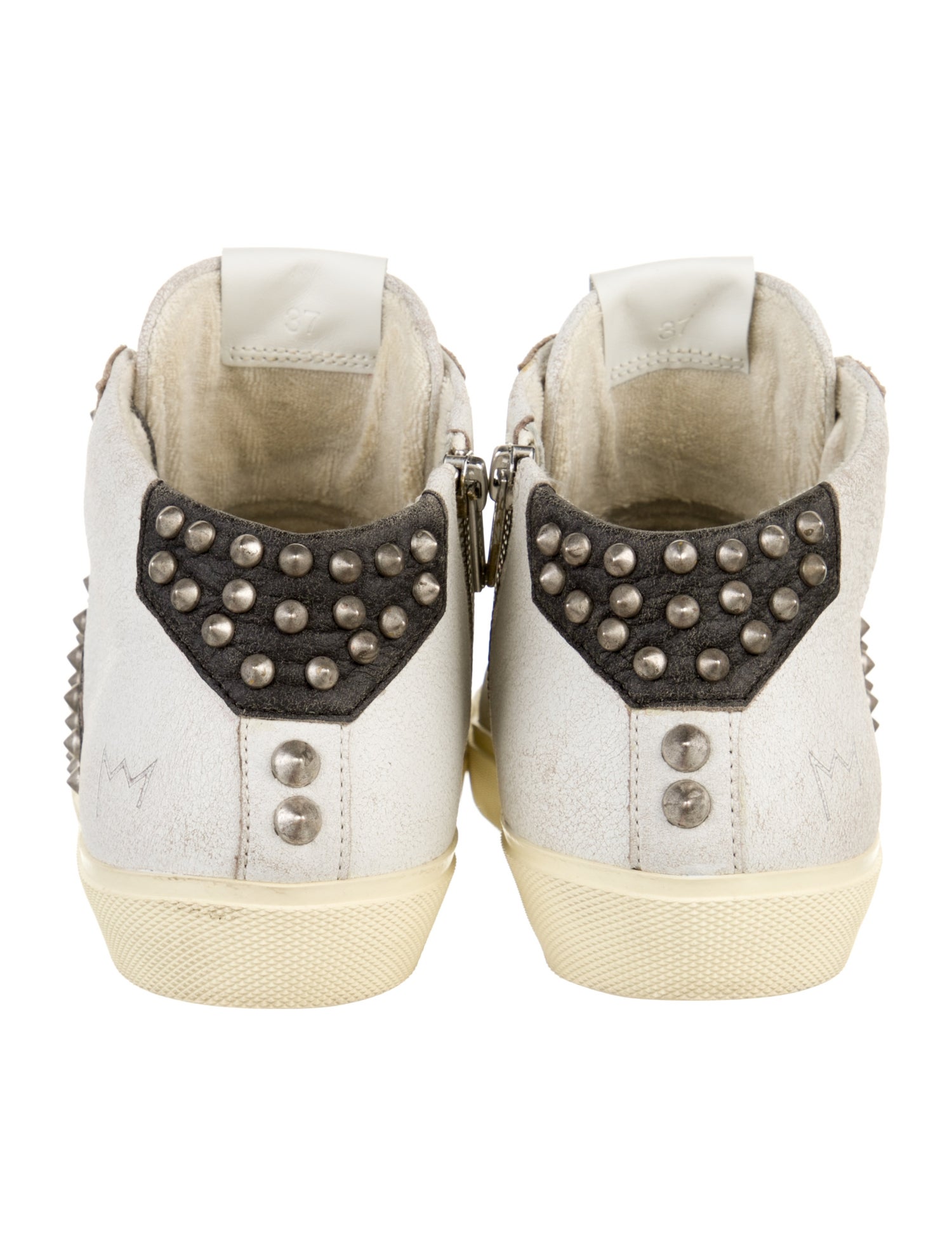 Leather Crown Leather Studded Accents Sneakers