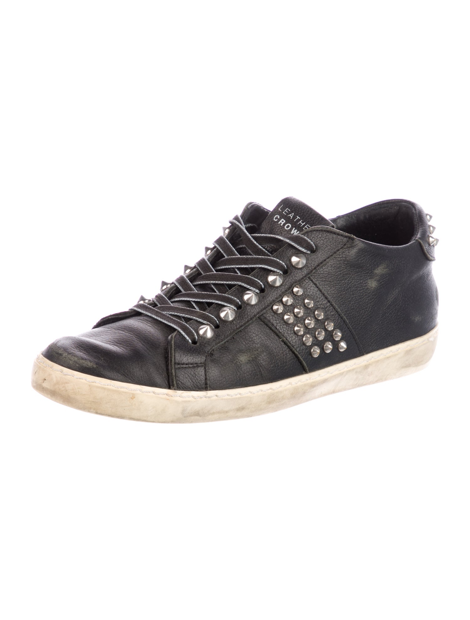Leather Crown Leather Studded Accents Sneakers