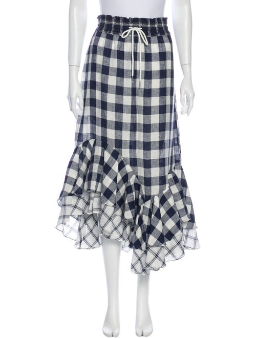 Lee Mathews Linen Midi Length Skirt White