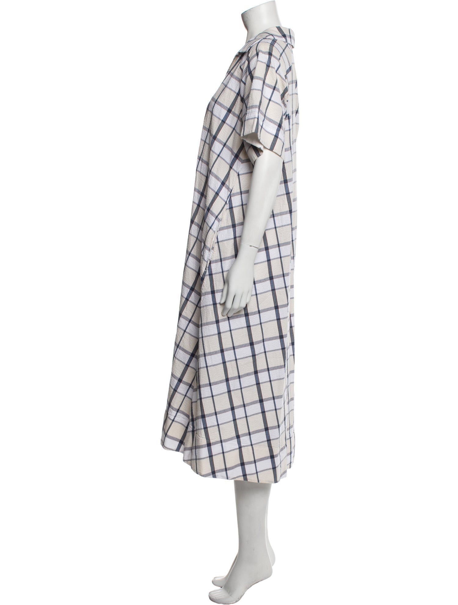 Lee Mathews Plaid Print Midi Length Dress