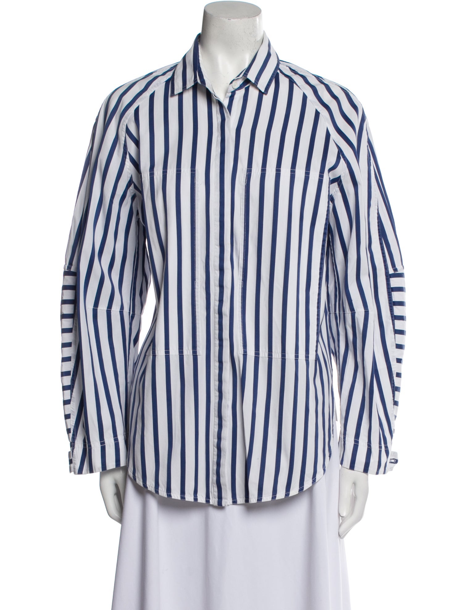Lee Mathews Striped Long Sleeve Button-Up Top