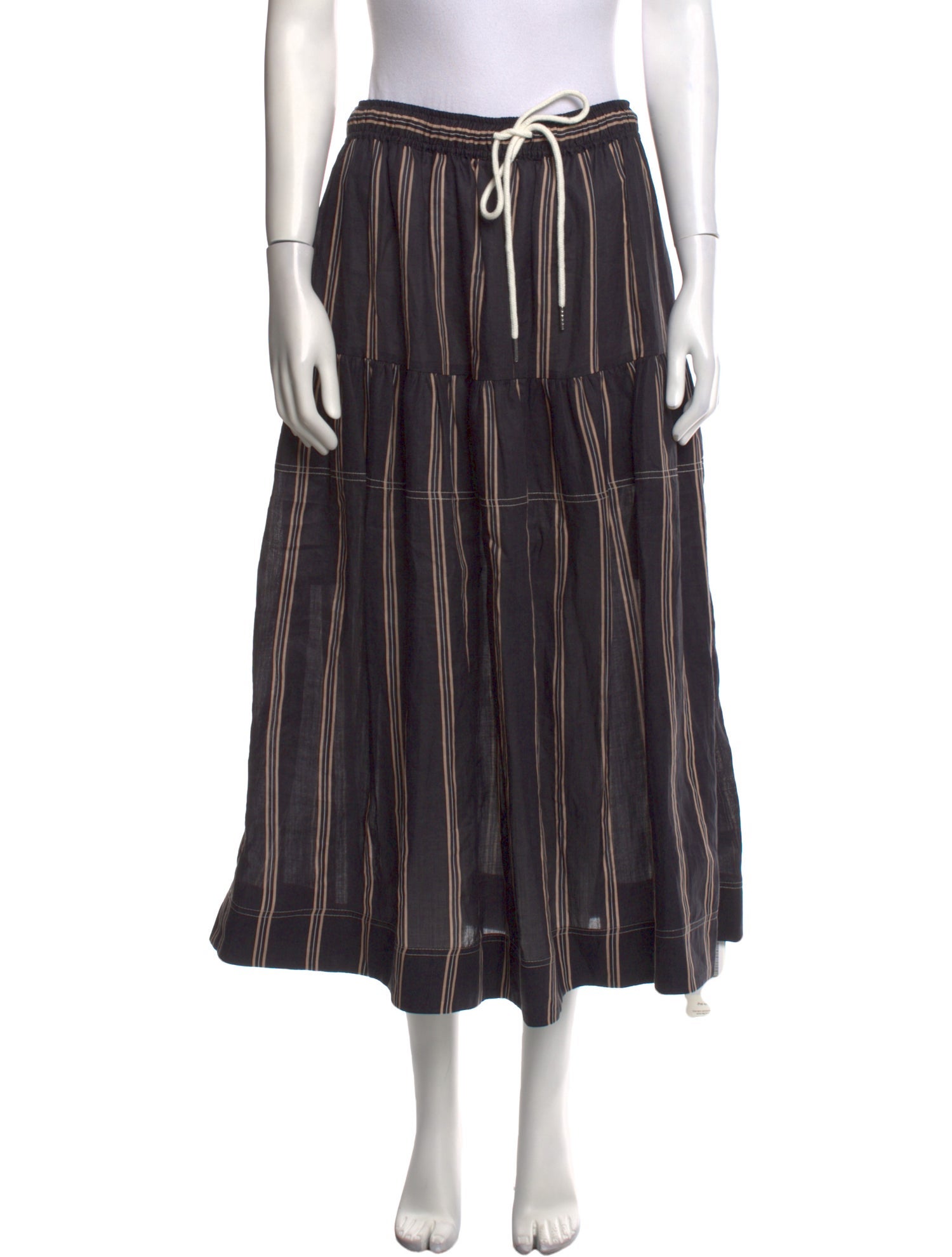 Lee Mathews Striped Midi Length Skirt