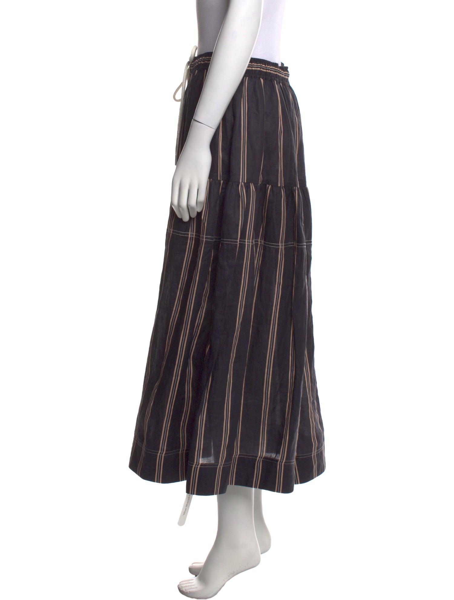 Lee Mathews Striped Midi Length Skirt