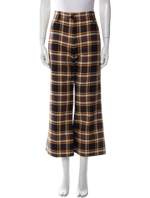 Lee Mathews Plaid Print Wide Leg Pants