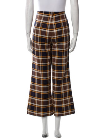 Lee Mathews Plaid Print Wide Leg Pants