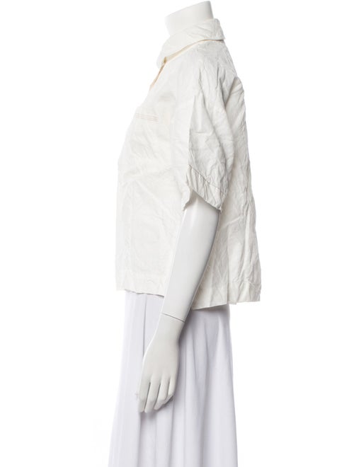 Lee Mathews Linen Short Sleeve Button-Up Top