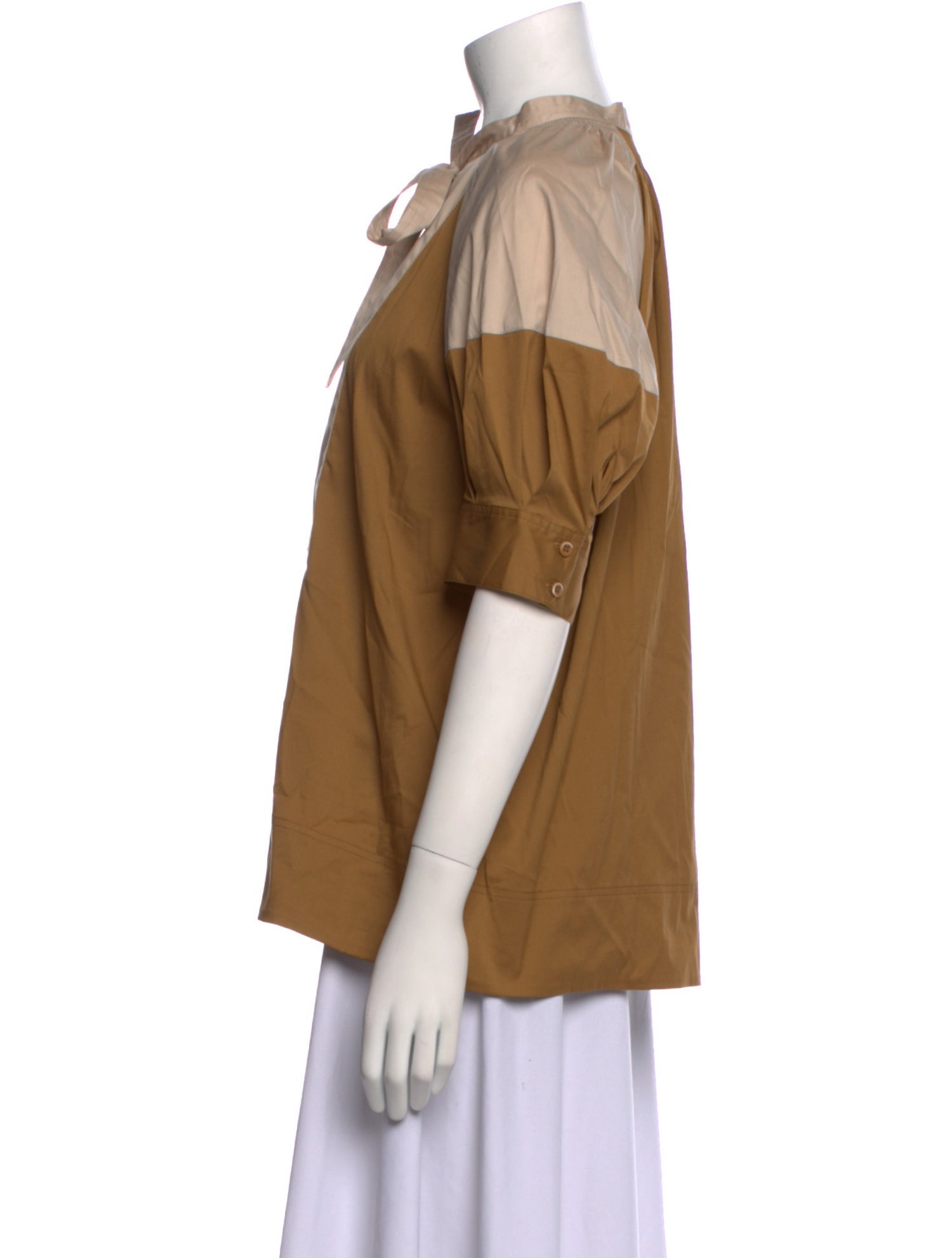 Lee Mathews Tie Neck Short Sleeve Blouse