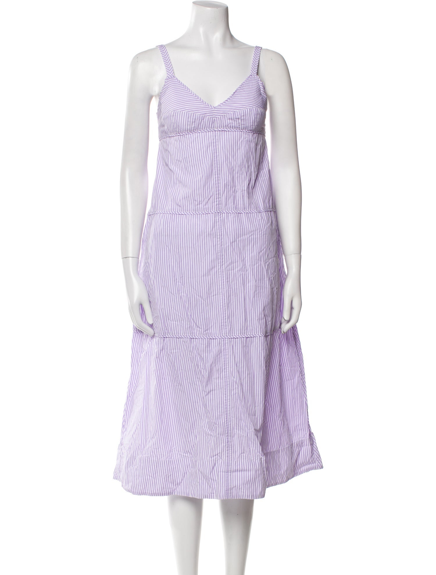 Lee Mathews Striped Midi Length Dress