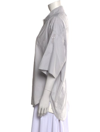 Lee Mathews Three-Quarter Sleeve Button-Up Top