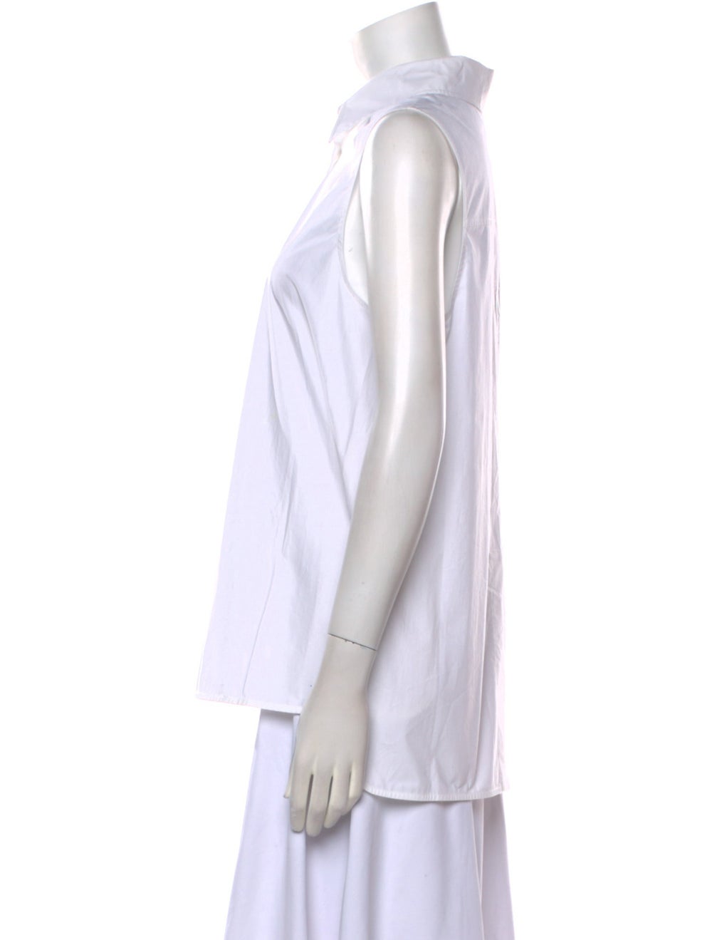 Lee Mathews Button-Up Top White Sleeveless with C… - image 2