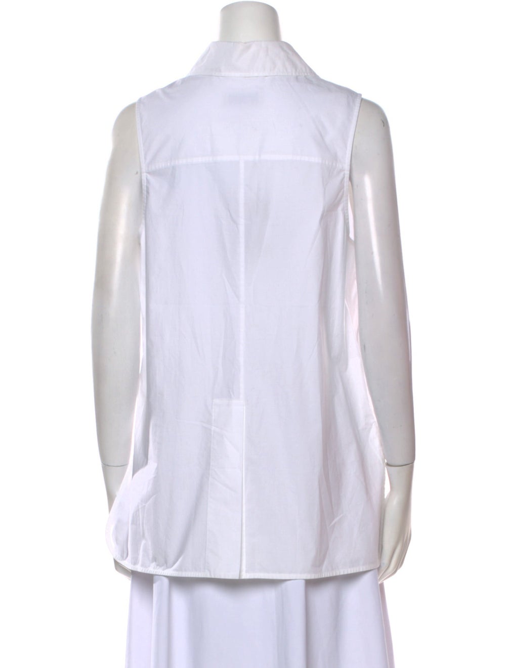 Lee Mathews Button-Up Top White Sleeveless with C… - image 3