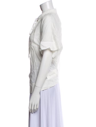 Lee Mathews Linen Short Sleeve Button-Up Top