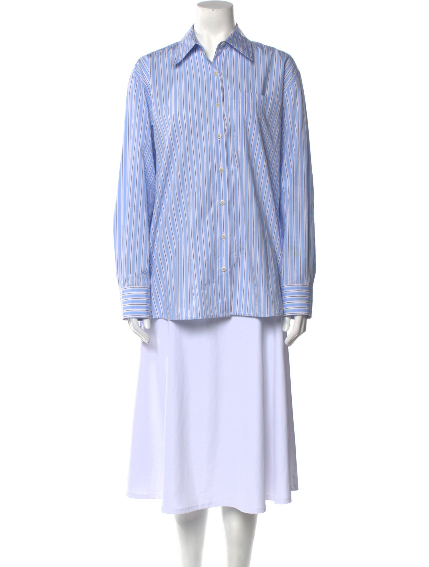 Lee Mathews Striped Long Sleeve Button-Up Top