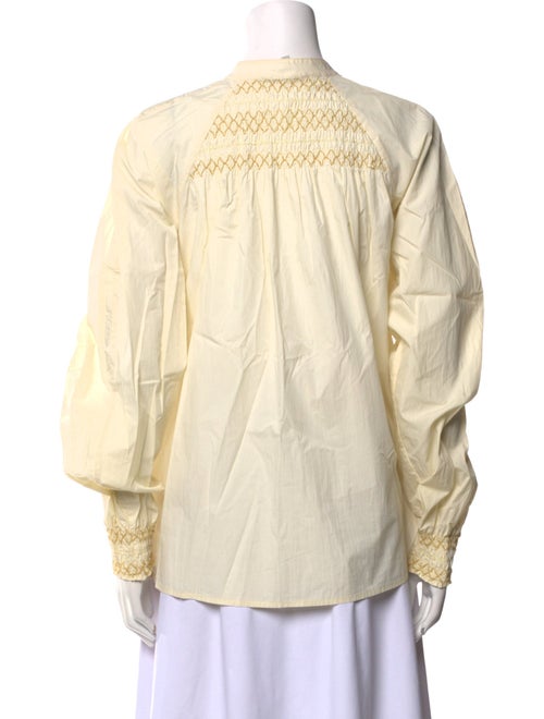 Lee Mathews Mock Neck Long Sleeve Button-Up Top