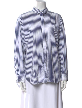 Lee Mathews Striped Long Sleeve Button-Up Top
