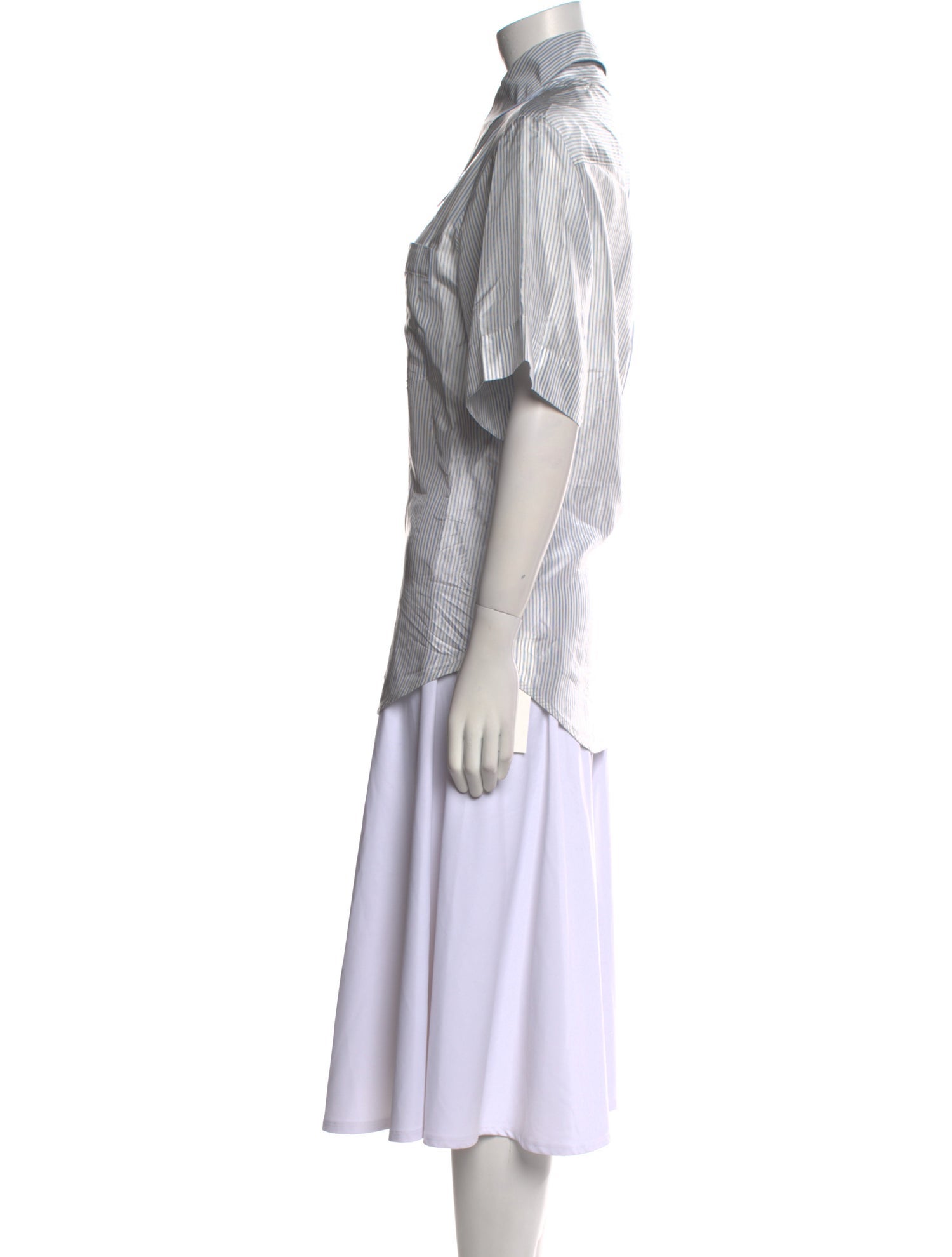 Lee Mathews Striped Short Sleeve Button-Up Top