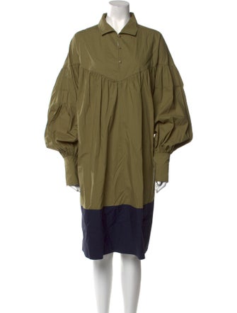 Lee Mathews Colorblock Pattern Midi Length Dress