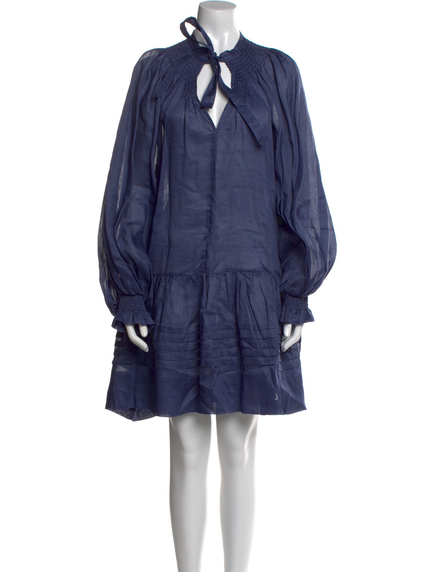 Lee Mathews Tie Neck Mini Dress