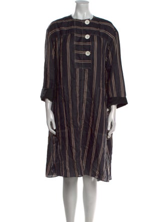 Lee Mathews Striped Midi Length Dress