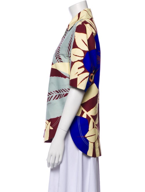 Lee Mathews Printed Short Sleeve Button-Up Top