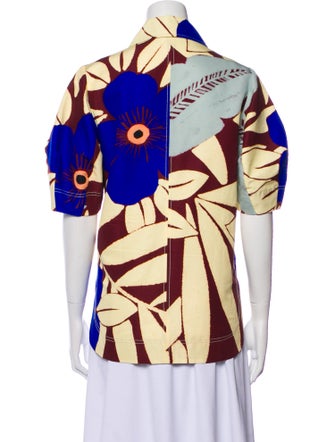 Lee Mathews Printed Short Sleeve Button-Up Top