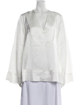 Lee Mathews V-Neck Long Sleeve Blouse