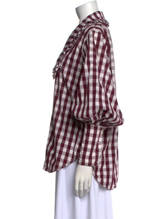 Lee Mathews Plaid Print V-Neck Button-Up Top