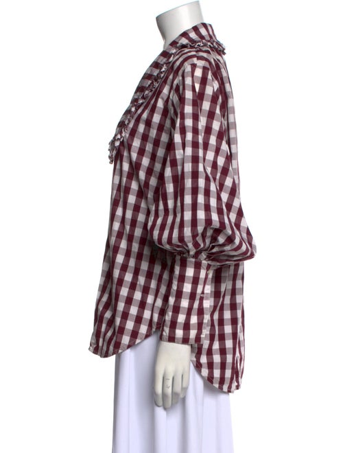 Lee Mathews Plaid Print V-Neck Button-Up Top