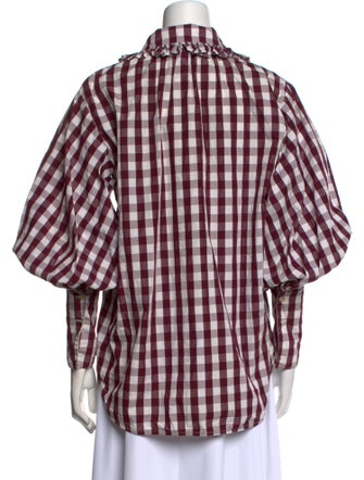 Lee Mathews Plaid Print V-Neck Button-Up Top