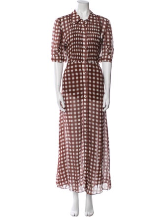 Lee Mathews Plaid Print Long Dress