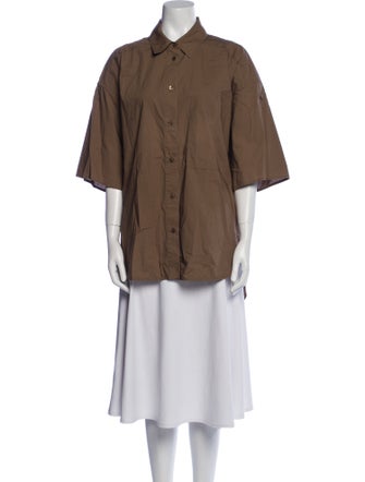 Lee Mathews Three-Quarter Sleeve Button-Up Top
