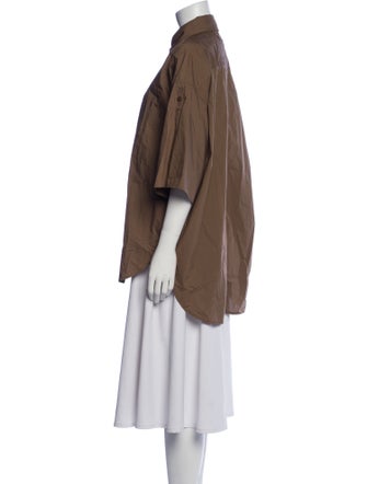 Lee Mathews Three-Quarter Sleeve Button-Up Top